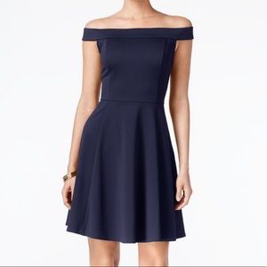 ECI New York off the shoulder fit and flare dress